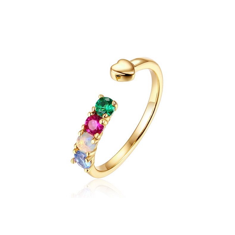Natural Opal Created Ring S925 Sterling Silver 9k Yellow Gold Plating